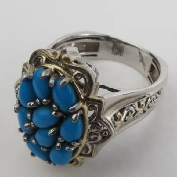 Michael Valitutti Sterling and Gold Sleeping Beauty Turquoise Ring